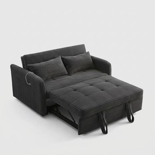 55.5" Corduroy Convertible Sofa Bed