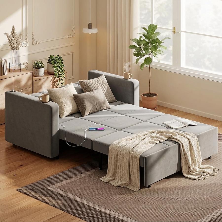 Krcix 56" 3-in-1 Pull-Out Loveseat styled in a room