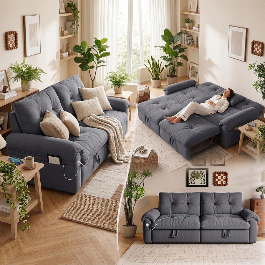 77" Queen-Size Pull-Out Sofa Bed styled in a room